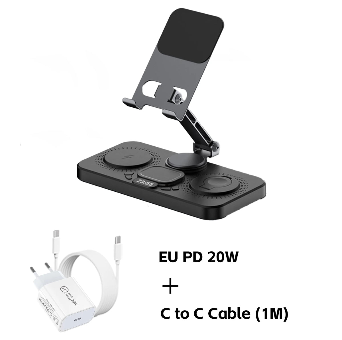 4-in-1 Foldable 15W Magnetic Wireless Charging Station for iPhone, Smartwatch & Earbuds