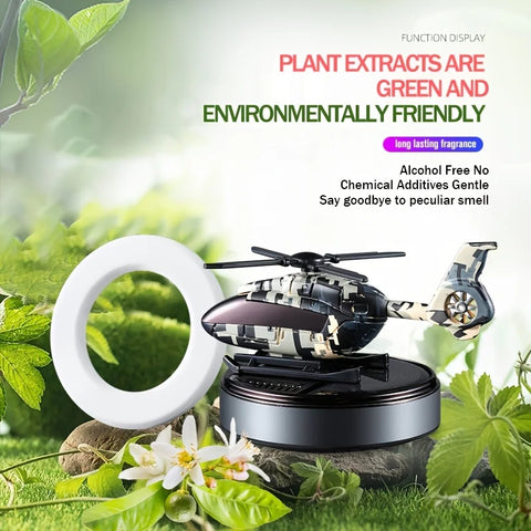 Car Solar Air Freshener Automatic Rotation | Essential Oil Diffuser Dashboard Camouflage Helicopter Ornaments Remove Odor