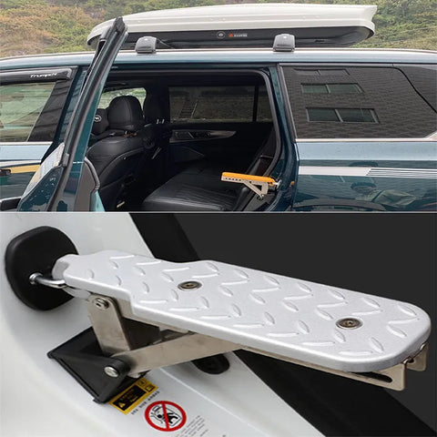 Universal 440 Lbs. Aluminum Car Roof Rack Step | Fit Door Latch Rooftop Up Hook Stand Pedals For Most SUV Pickup Accessories