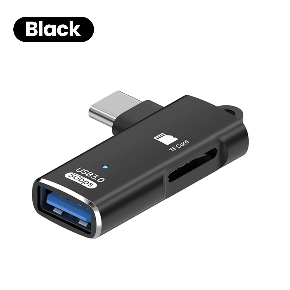 USB 3.0 Type-C 2-in-1 TF Card Reader Adapter with USB Port