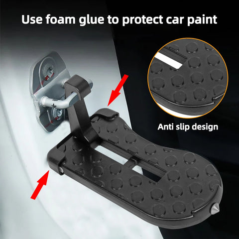 Foldable Car Roof Rack Step Car Door Step | Universal Latch Hook Auxiliary Walking Car Foot Pedal Aluminium Alloy Safety Hammer