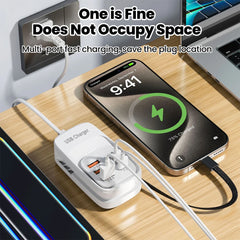 6-in-1 USB Power Strip with Type-C Charging | Multi-Port Wall Charger