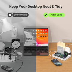 7-in-1 Magnetic Wireless Charging Station with Alarm Clock, Night Light & Fast Charging for Phones, Smartwatches & Earbuds