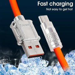 120W 6A USB-A to USB-C Liquid Silicone Fast Charging Cable with Smart Chip & Charging Indicator