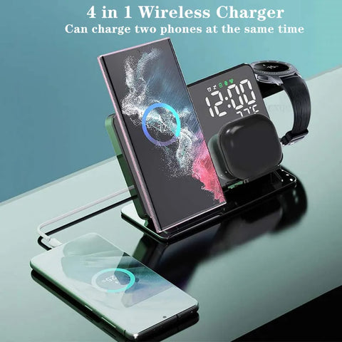 3 in 1 Wireless Charger | For Samsung Galaxy Watch 6 5 Pro Fast Charging Station For Galaxy S23 S22 S21 Alarm Clock Chargers Stand