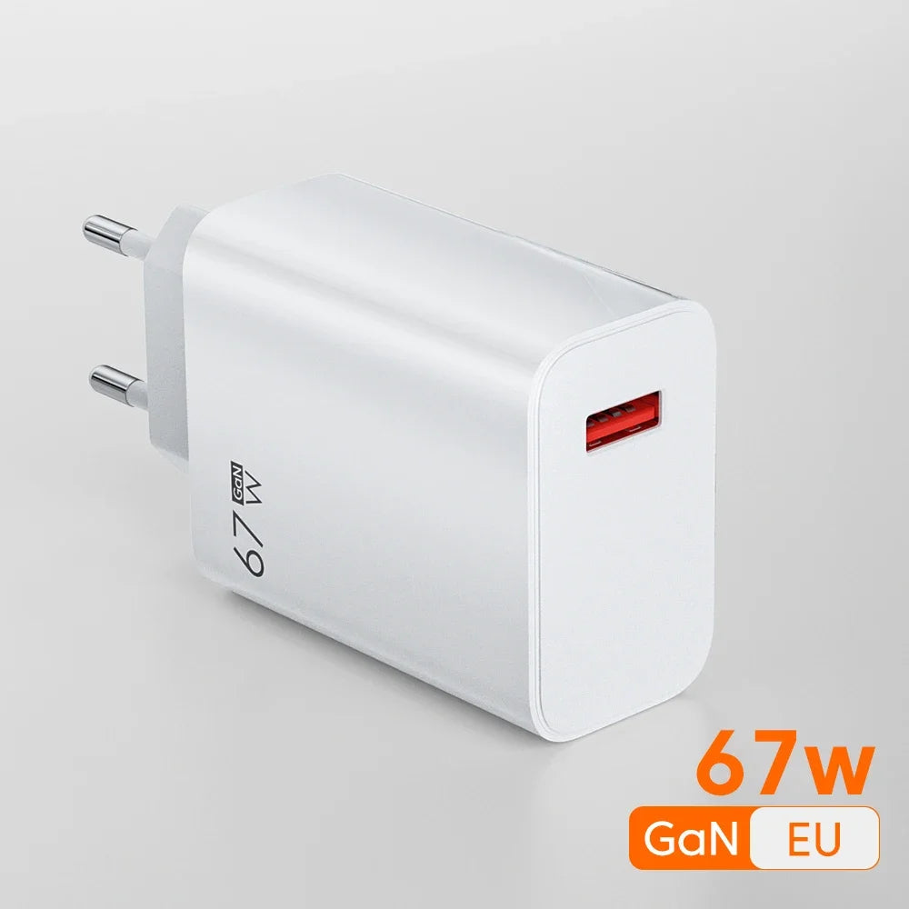 67W USB Fast Charger with Type-C Cable | Quick Charging Wall Adapter