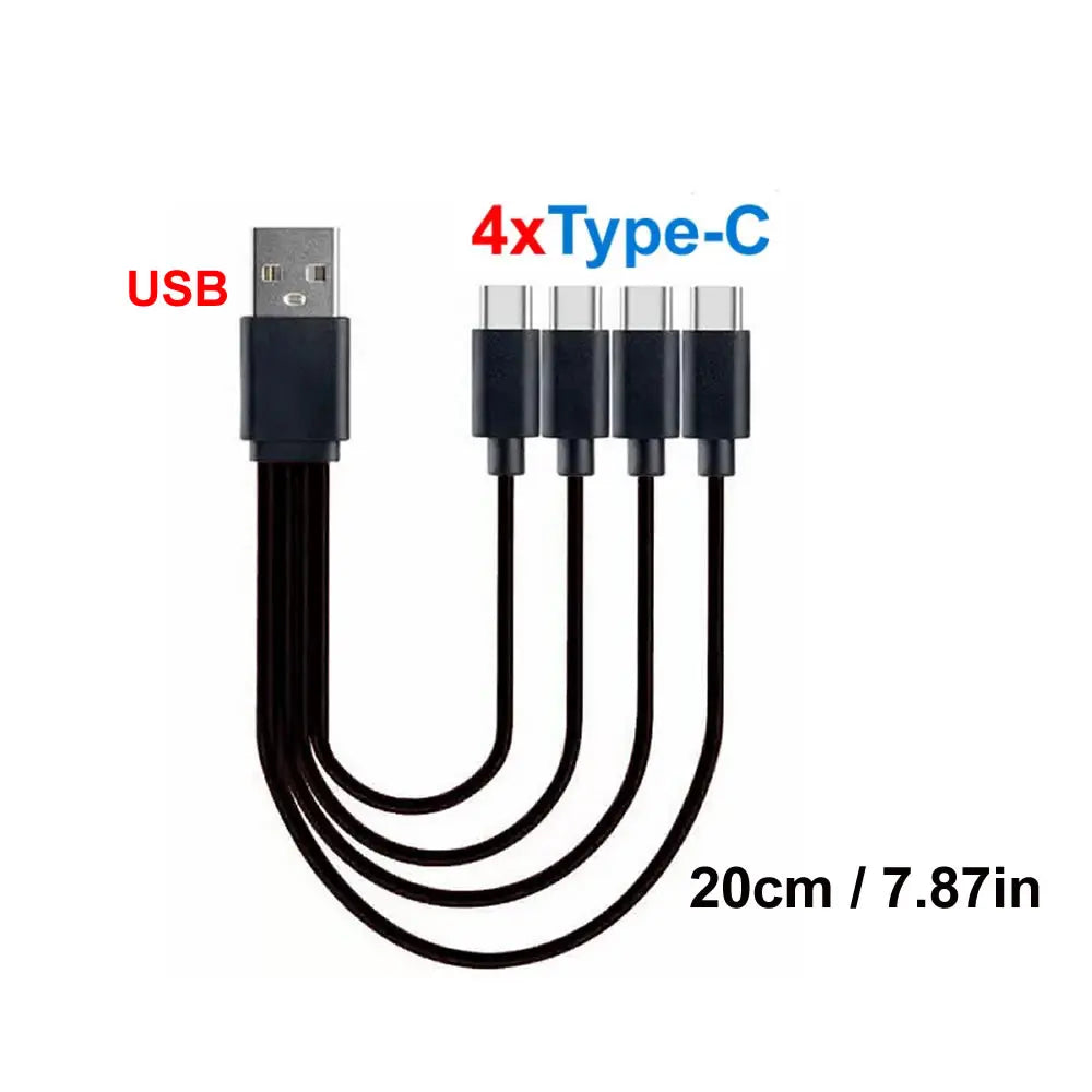 4 in 1 USB-A & USB-C to Type-C/Micro USB Short Charging Cable 5V Multi Charging Splitter Adapter