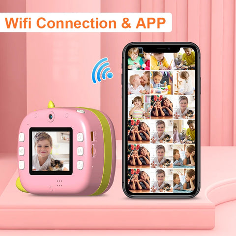 WIFI Supported Child Instant Photo Camera | Paper Shoot Camera Thermal Printing Camera Girl's Christmas Gift Kid Camera Toys with 32 GB Card