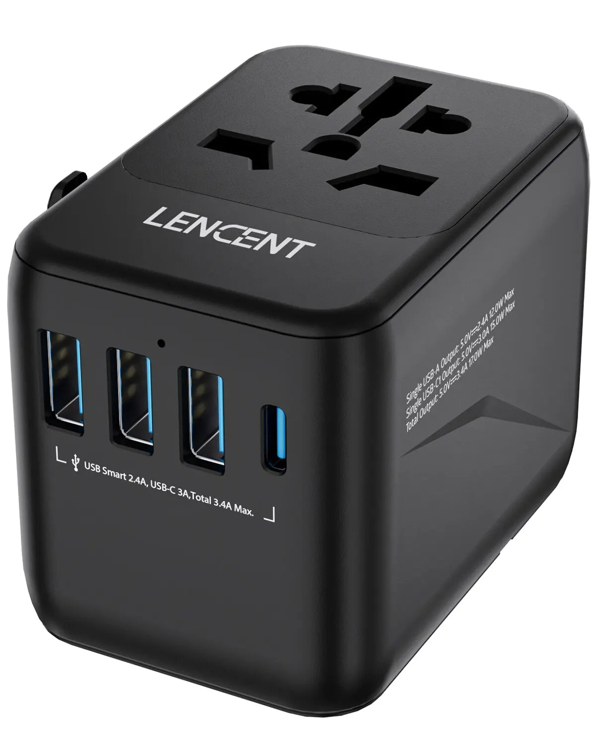 Universal International Travel Adapter with USB-C & 3 USB Ports