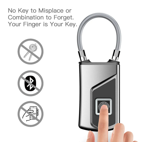 Smart Fingerprint Padlock | Backpack Home Locker Anti-theft Waterproof Ultra-long Standby Keyless Fingerprint Padlock
