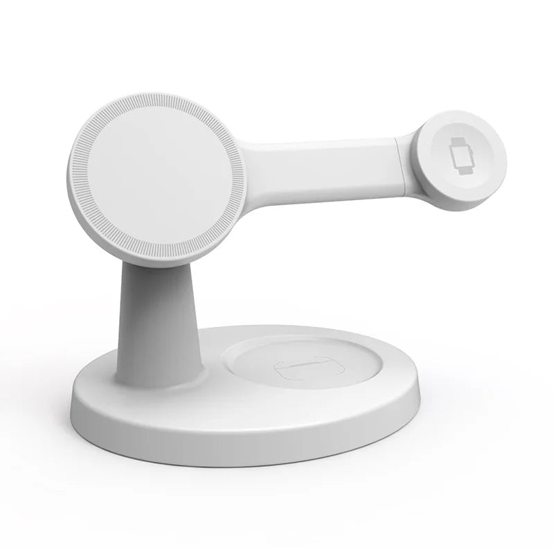 3-in-1 Magnetic Wireless Charging Stand 15W Fast Charger for Phone, Smartwatch & Earbuds