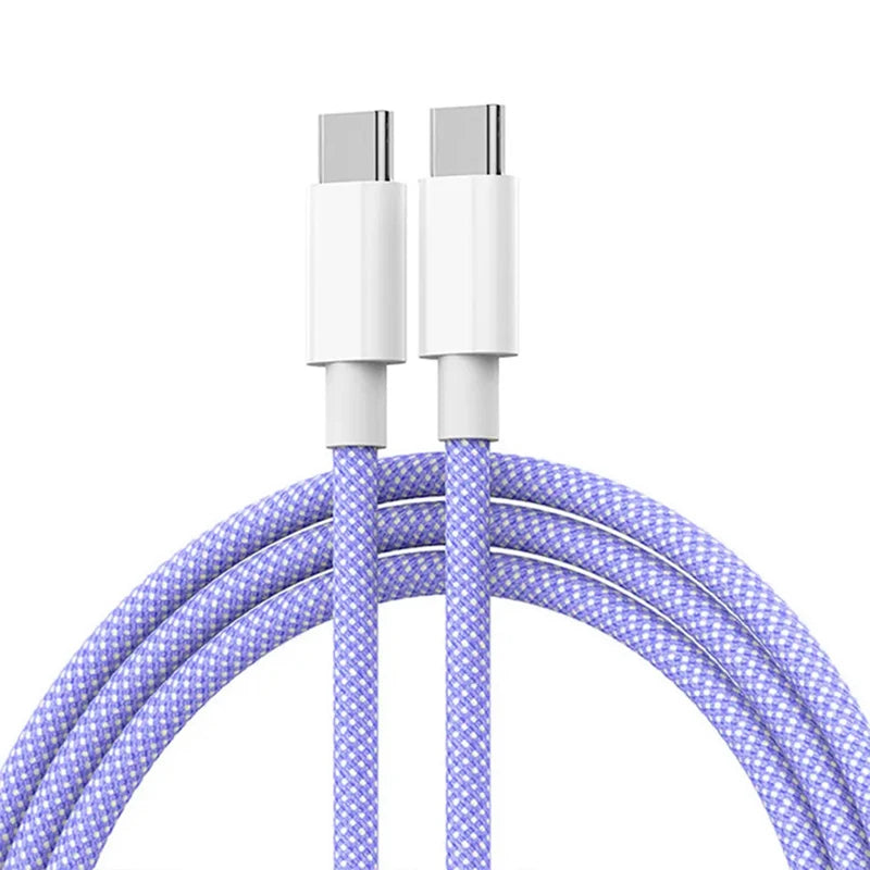USB-C to USB-C 60W PD Fast Charging Nylon Braided Data Cable for Smartphones, Tablets & Smart Devices