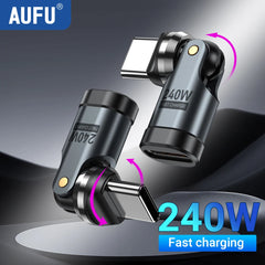 360° Rotating USB Type-C to Type-C Data Transfer & Fast Charging Adapter 20V/5A Metal Connector
