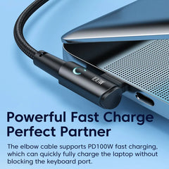 100W USB-C to USB-C 90 Degree Fast Charging Cable PD 5A Braided Data Cable for Laptop Tablet & Phone