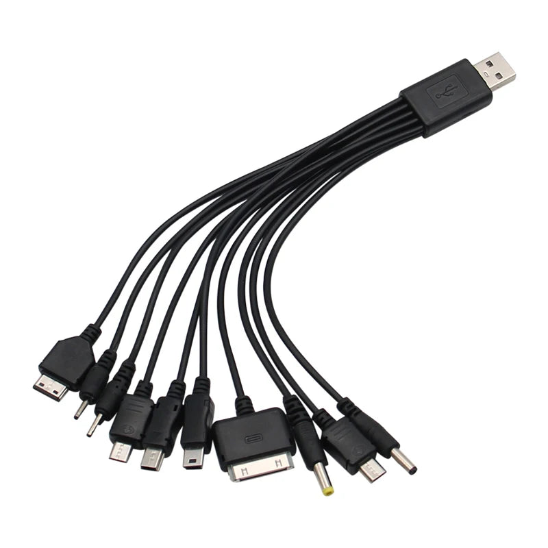 10-in-1 Retractable USB Charging Cable | Multi Connector USB 2.0 Charger Cable