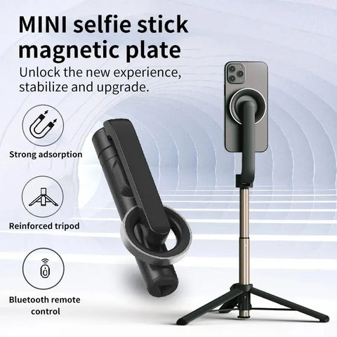 Mobile Phone Stand Bluetooth Selfie Stick | Magnetic Handheld Camera Stabilizer Desktop Integrated Tiktok Live Triangle Stand