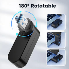 4-Port USB 3.0 Hub with Rotating USB Connector & USB-C Audio Port for Laptop and PC