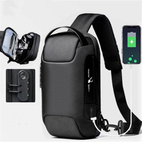 Men Anti Theft Chest Bag Shoulder Bags| USB Charging Crossbody Package School Short Trip Messengers Bags Men's Oxford Sling Pack