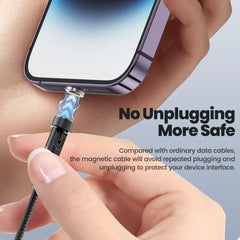 540° Rotating Magnetic USB Charging Cable 3A Fast Charge with Type-C, Lightning & Micro USB Options