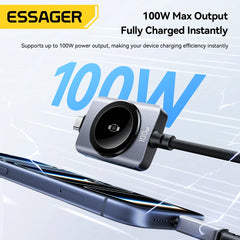 100W 2-in-1 Magnetic USB-C Fast Charging Cable for iPhone & Apple Watch